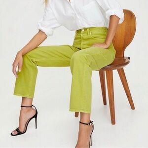 Agolde 90s Jeans Matcha Green Loose Fit Button Fly Straight Leg High Rise Sz 28